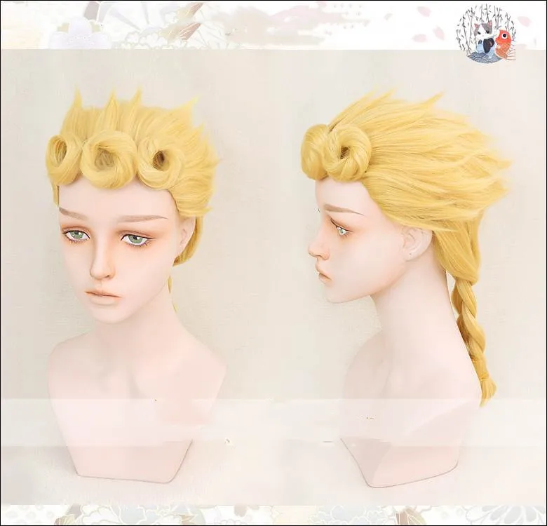 

Anime JoJo's Bizarre Adventure Giorno Giovanna Golden Braid Styled Synthetic Cosplay Costume Wigs Hair + Wig Cap