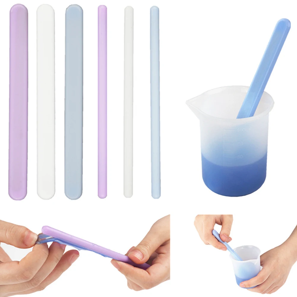 

3pcs DIY Silicone Mirror Stirring Rod Resin Dripping Tool Material Round Flat Stirring Rod