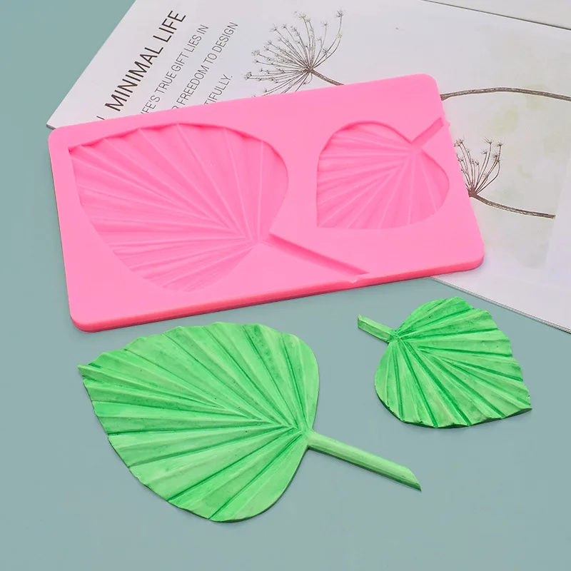 

Fan Leaf Cake Topper Silicone Mold Flower Palm Leaves Fondant Cake Molds Chocolate Candy Crafts Baking Tools Cake Decorations