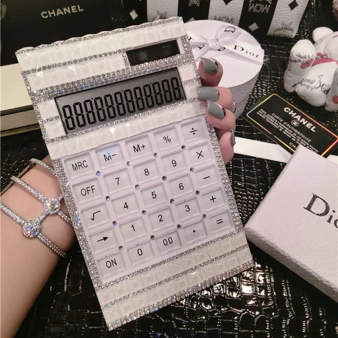 diamond calculator cute with rhinestone shiny solar calculator office electronic calculator mute multi function led screen free global shipping