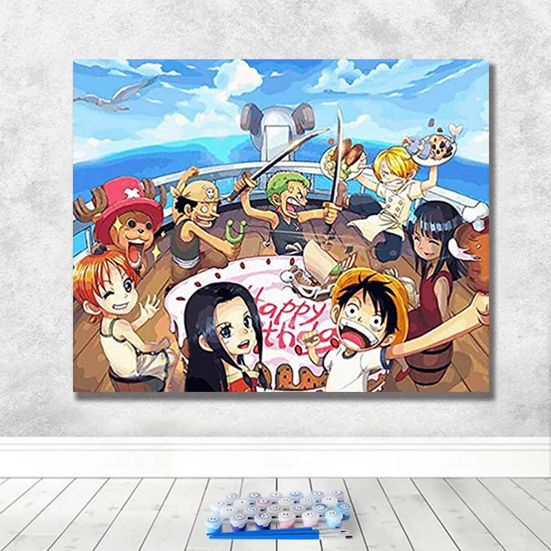 DIY Рисование по номерам с наборами Аниме one piece персонаж декоративный вешается на стену - Цвет: 22808