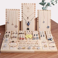 new fashion wood green earring necklaces display stand pendant hanger for women counter jewelry stand jewellery display props