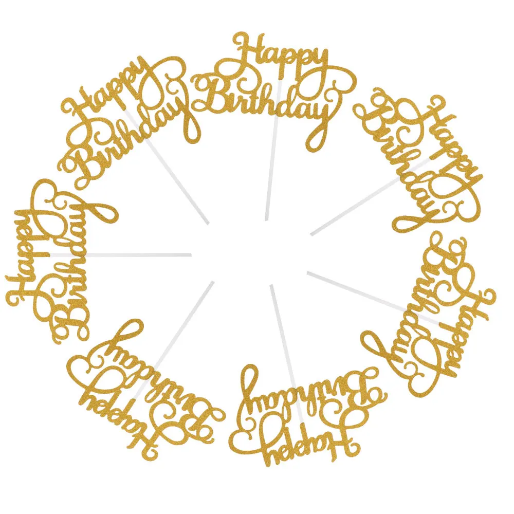 

10pcs Lovely Letter Cupcake Toppers Birthday Party Cake Insert Cards Cake Picks