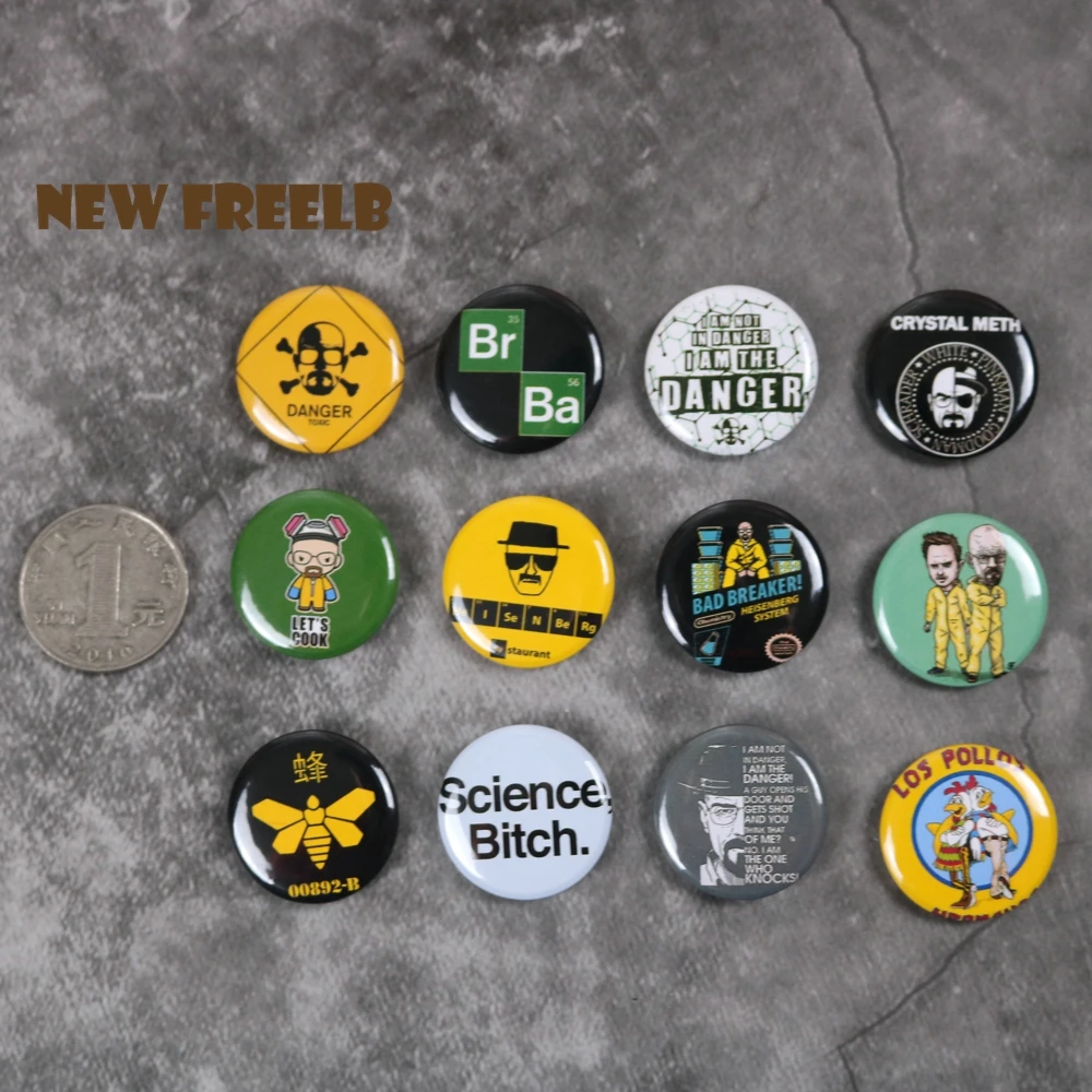 Новый FREELB 12 шт./компл. 1 дюйм ТВ показывает чехол с принтом во все тяжкие Мерч Pin