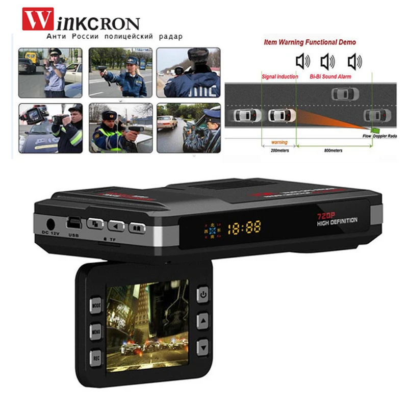 3 в 1 Автомобильный видеорегистратор камера с антирадаром и встроенным русским