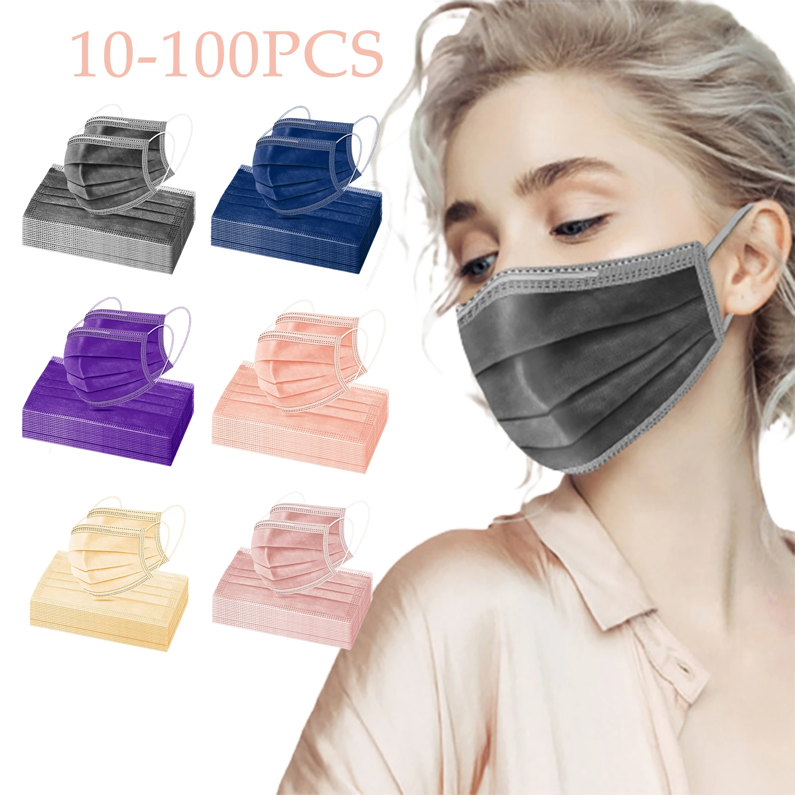100 шт. одноразовая маска для лица для взрослых 6 цветов дышащая Ветрозащитная маска для лица для мужчин и женщин маски для туши маска 100 шт. одноразовая маска для лица для взрослых 6 цветов дышащая Ветрозащитная маска для лица для мужчин и женщин маски для туши маска