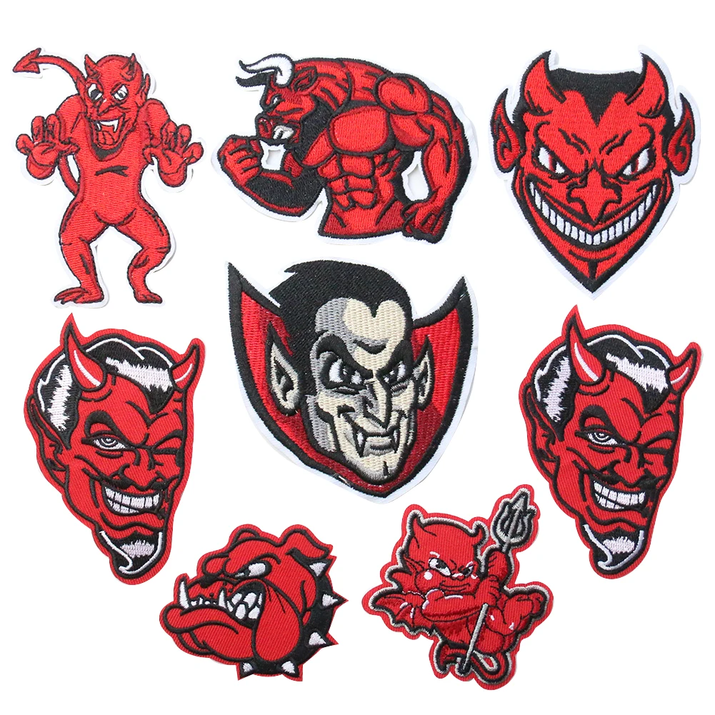 

1PCS Skull Devil Punk Patch Bloodsucker Embroidery Applique Iron on Patches of Clothing Accessories Fabric Badge Cloth Stickers