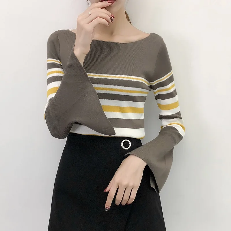 Женский облегающий пуловер с длинными рукавами синий или зеленый хлопковый