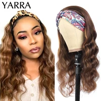 427 highlight headband wig human hair body wave brazilian natural remy hair for woman colored body wave wigs with scarf yarra