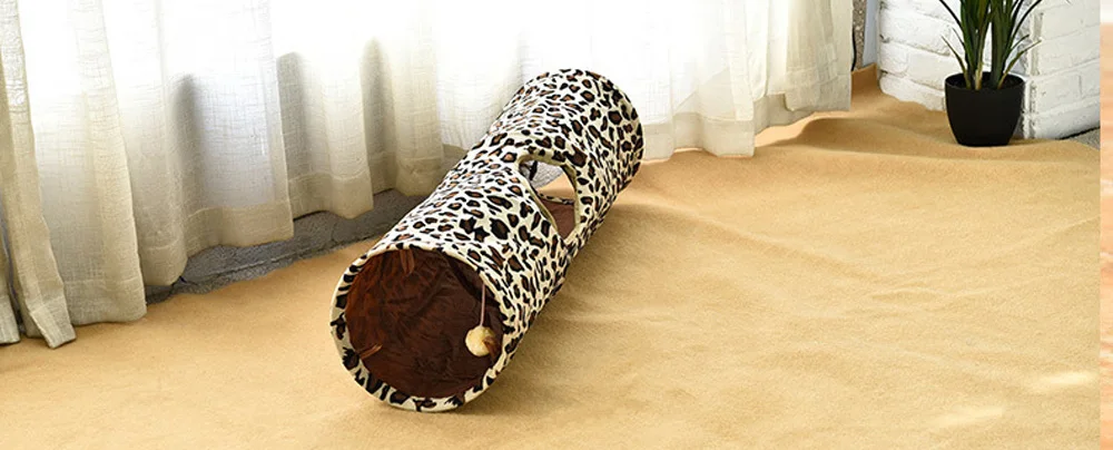 Забавный туннель для домашних животных кошка играть коричневые складные отверстия игрушки котенок игрушка оптом кролик Леопард