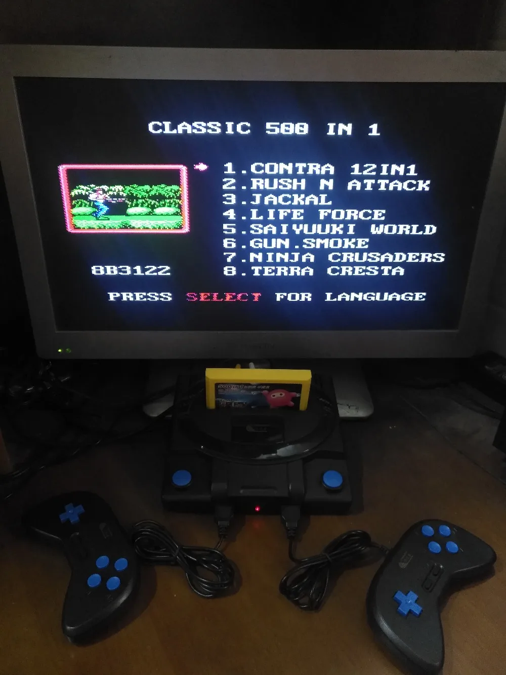 Новинка; в стиле ретро; в ТВ игровая консоль с двойной слот картриджа для 8 bit РЭШ игры два геймпада 88 игры и 500 в 1 картридж 3 м AV