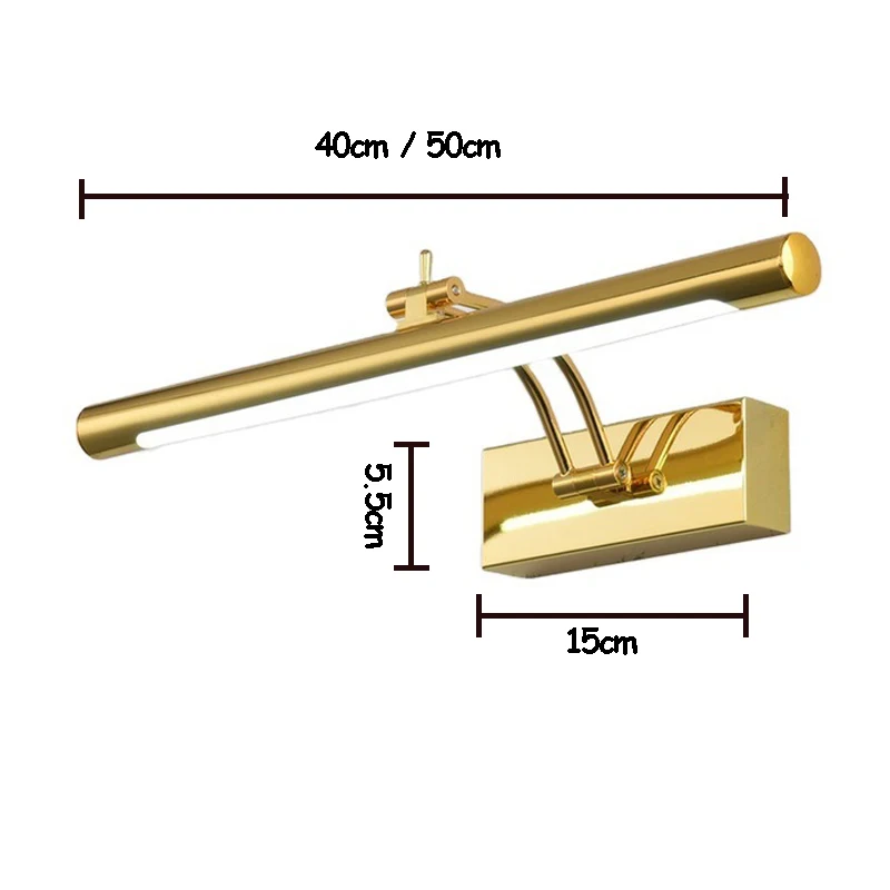 Современный светодиодный настенный светильник с выключателем Золотой 40 см 50