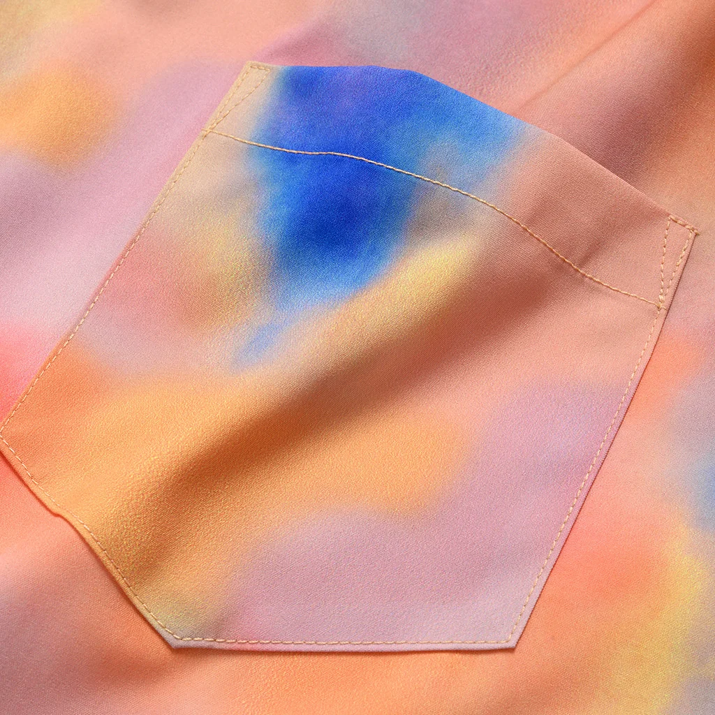 

Summer Mens Tie Dye Shirt Summer Short Sleeve Loose Fashion Multicolor Printing Casual Shirts