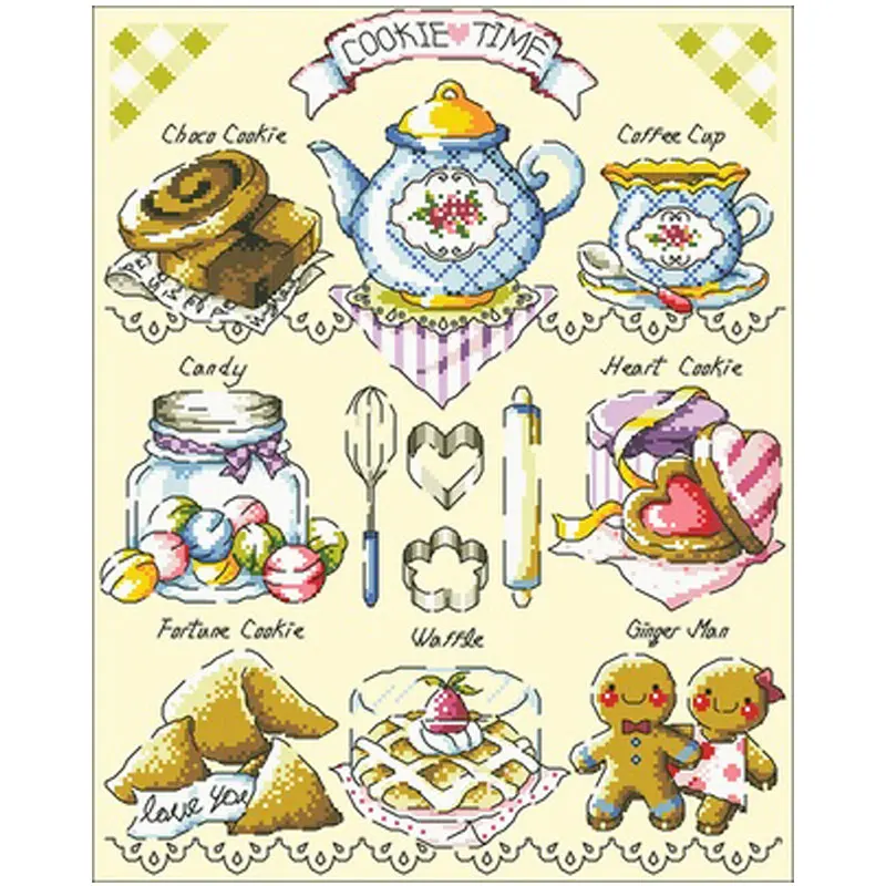 

Coffee and dessert patterns Counted Cross Stitch 11CT 14CT DIY Chinese Cross Stitch Kits Embroidery Needlework Sets home decor