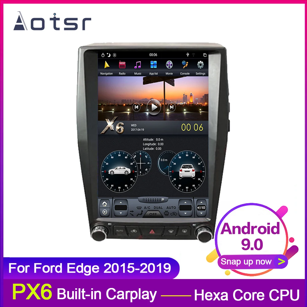 

Android 9 Tesla style Car Radio GPS Navigation For Ford Edge 2015-2019 2Din Stereo Receiver Multimedia Player Head Unit Screen