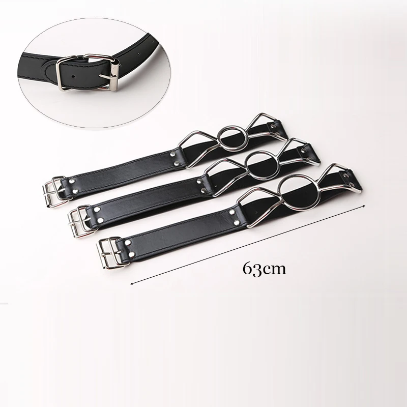 Кожаный кляп с открытым ртом и уплотнительным кольцом Размеры S/M/L эротические