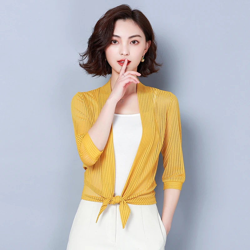 

Fashon short shawl short female spring hollow cardigan thin coat wild empty withered shirt clothes for women