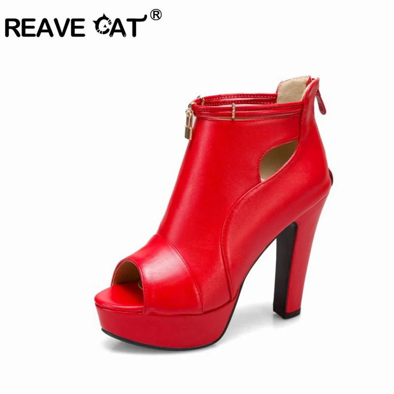 

REAVE CAT/женские новые 2021 обувь из PU искусственного материала на застежке-молнии, с пряжкой, с открытым носком пикантные туфли на платформе веч...