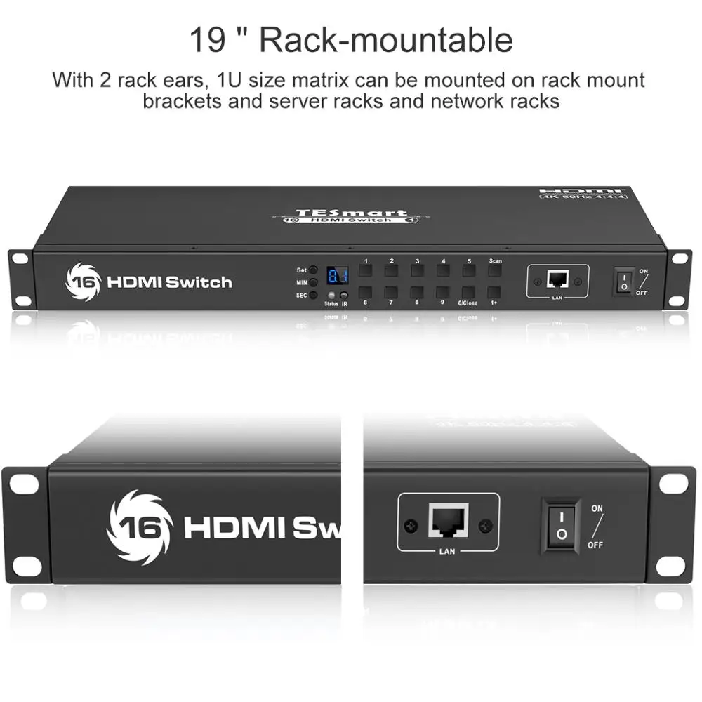 16 портов s HDMI переключатель для крепления на стойке Видео Аудио разделитель в 1