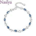 Женский браслет с драгоценными камнями, из серебра 925 пробы с синим браслеты с топазами