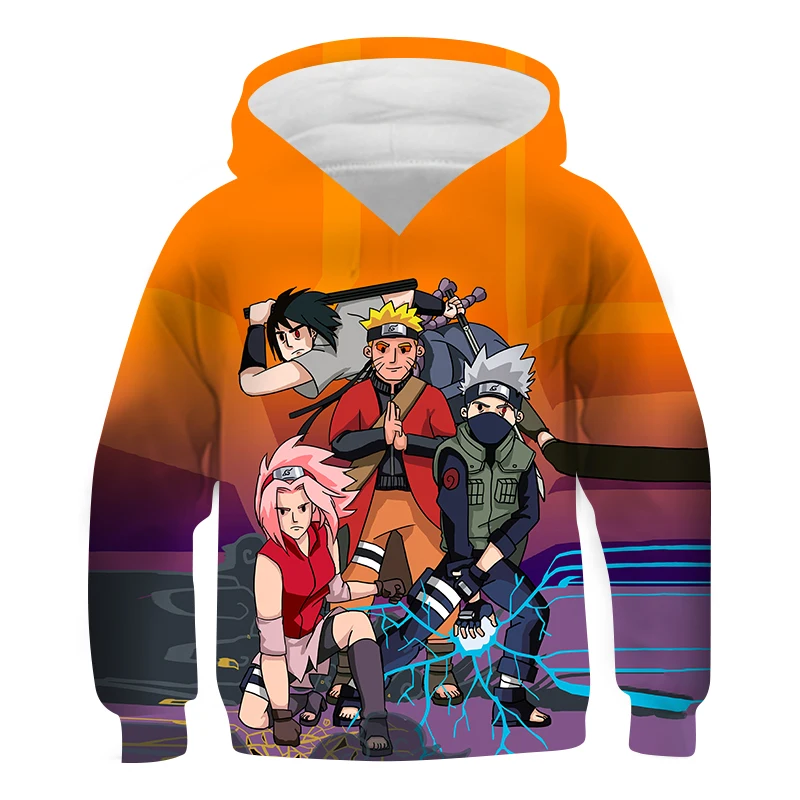 

Fashion Anime Narutoes Baby Boy Clothes Hoodies Cartoon 3D Print Hoody Autumn Kids Girls Pullover Harajuku Children Clothes