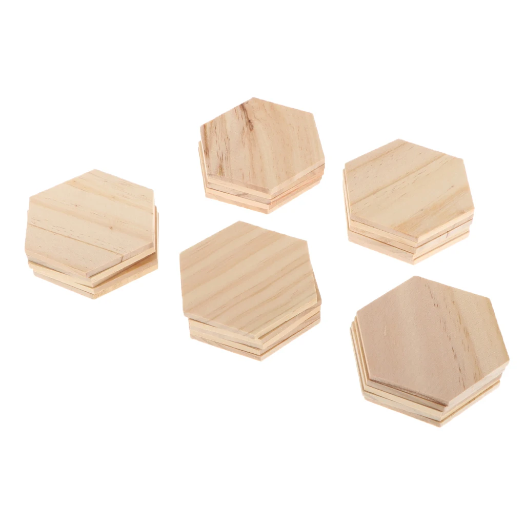 25 9x7.8cm Unfinished Hexagon Wood Pieces for DIY Engraving Carving Crafting Square Plaques Sheets Rustic Decorations | Дом и сад