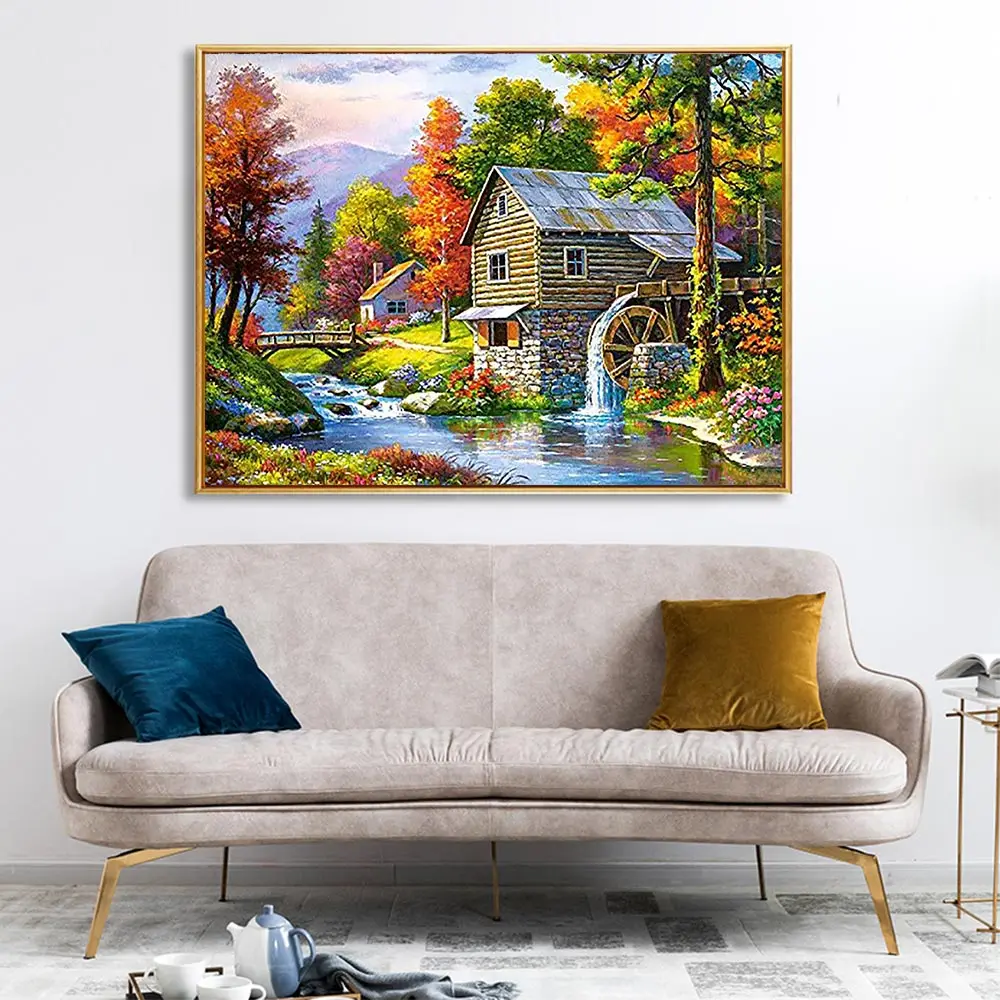 Waterwheel House живописная Алмазная картина полная круглая новинка сделай сам сверло