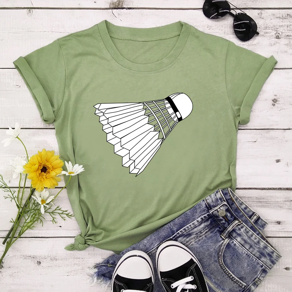 

Женские футболки с принтом для бадминтона, летние футболки с графическим рисунком, Забавные футболки для женщин, топы с круглым вырезом TX8665,...