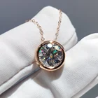 Ожерелье из серебра 925 пробы, покрытое розовым золотом 18 карат, круглый бриллиант огранки D цвета, Муассанит