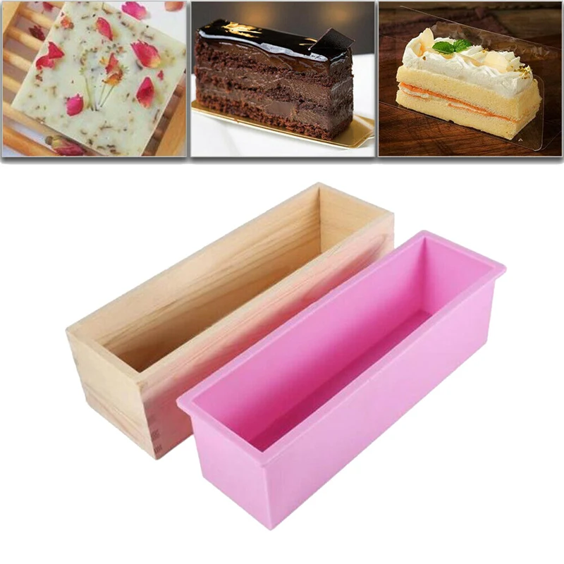 

1200ml Silicone Soap Mould Rectangular Toast Loaf Mold Handmade Form Soap Making Tool Supplies Wooden Box Cake Decorating Tools