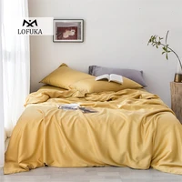 lofuka luxury women yellow 100 silk bedding set beauty silk queen king quilt cover bed linen set flat sheet pillowcase bed sets