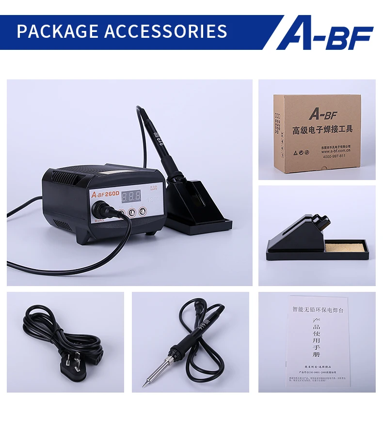 

A-BF 260D High Frequency Soldering Station Industrial Welding Machine Station 120W LED Digital Fast Heat Up With Full Kit Tools