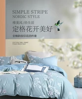 all cotton pure cotton printed four piece bedding set bedding blue duvet cover duvet cover bed sheet flower dance elegant