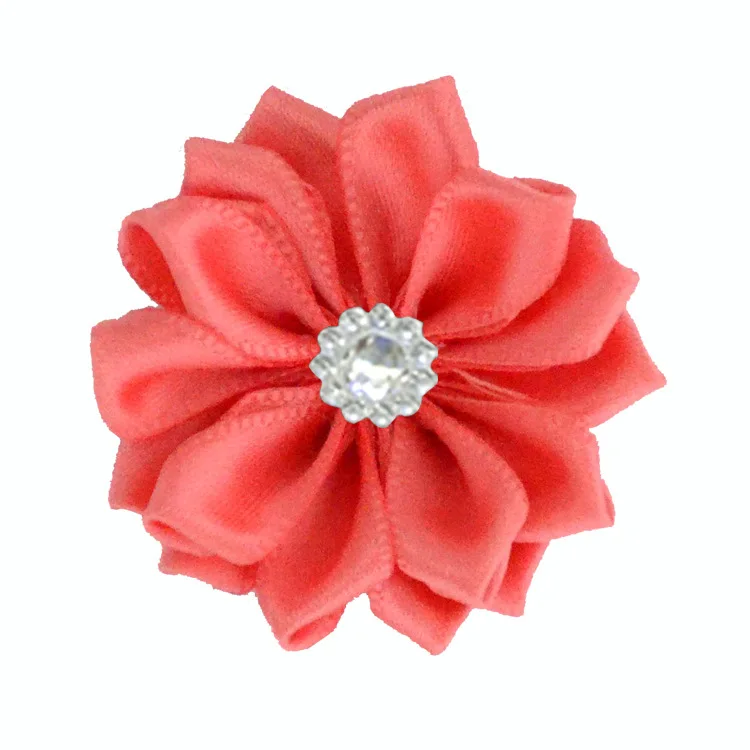 4-10pcs Nishine 1," 10 шт./лот 16 Petaled атлас с розочками лента цветы с жемчужной кнопкой используется для повязка на голову" сделай сам "заколки аксессуары для волос - Цвет: 4-10pcs