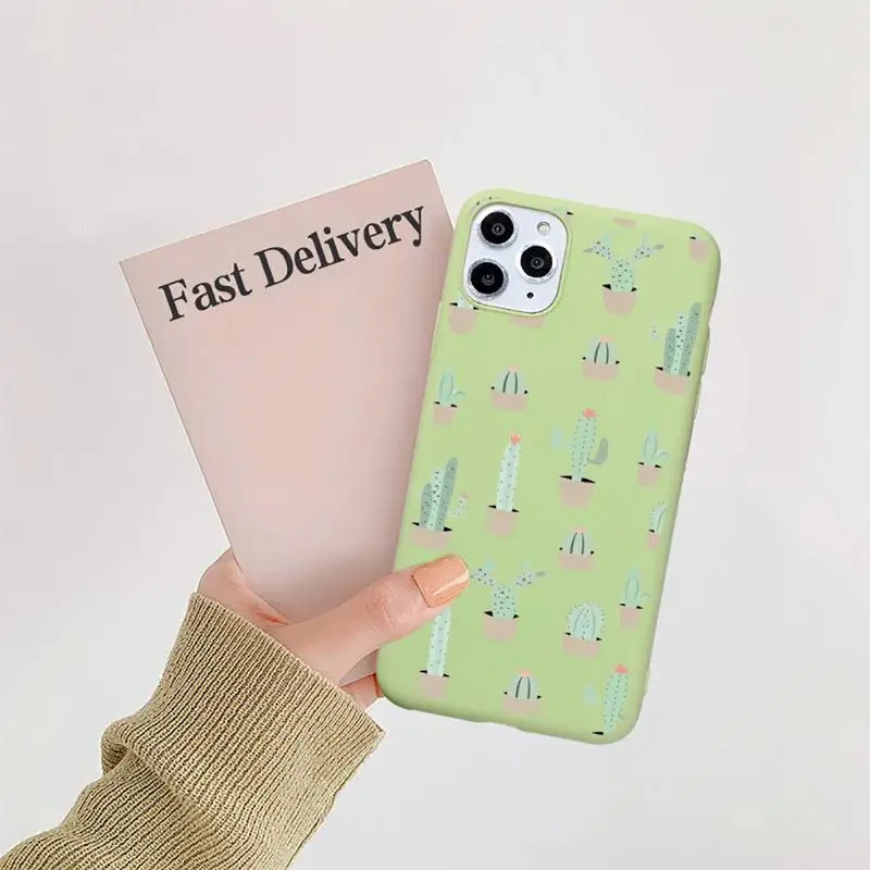 

Cute plant cortoon cactus Phone Case Candy Color for iPhone 11 12 mini pro XS MAX 8 7 6 6S Plus X SE 2020 XR