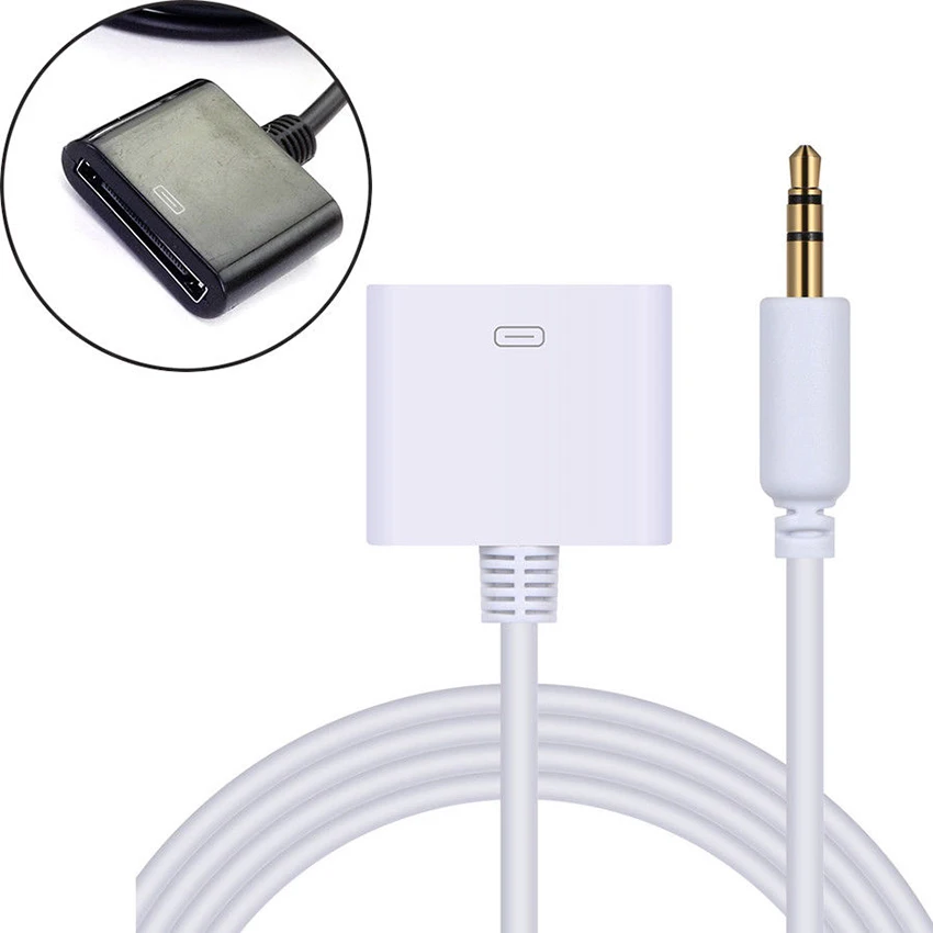 

AUX Cable 3.5mm Male Plug to 30-Pin Female Dock Adapter Convert for iPod iPhone