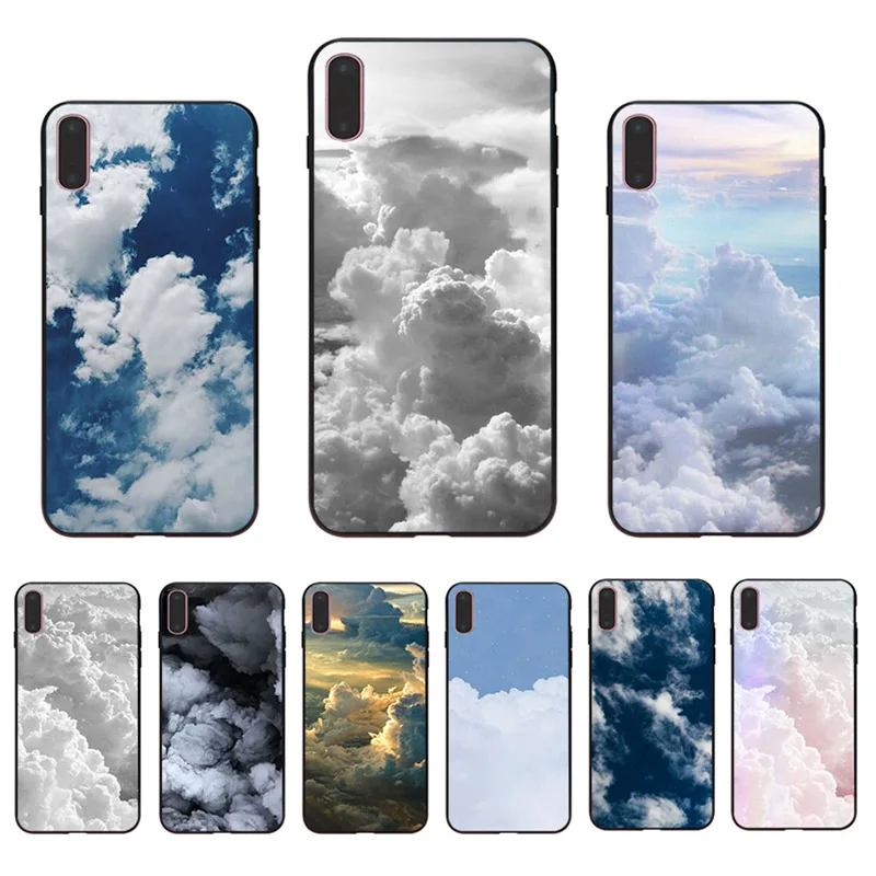 

For iphone 11 12 Pro Max XS X XR 7 8 plus SE 5 5s 6 6s 2020 Soft Black Back Cloud Phone Cases Pattern Funny Covers Shells Fundas