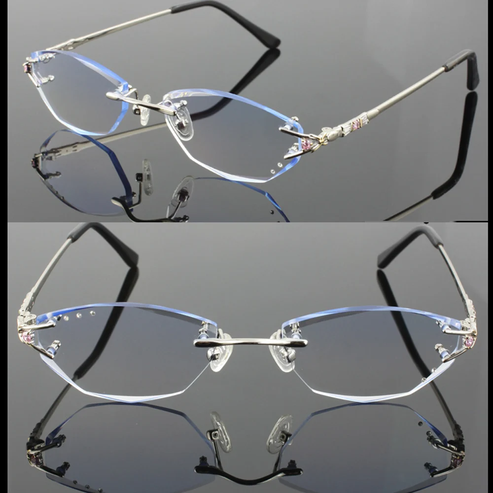 Luxury PRIVATE Custom Manual Pure Titanium Frame Diamond Cut High-elastic Tinted Lenses Ladies Prescription Glasses Photochromic |