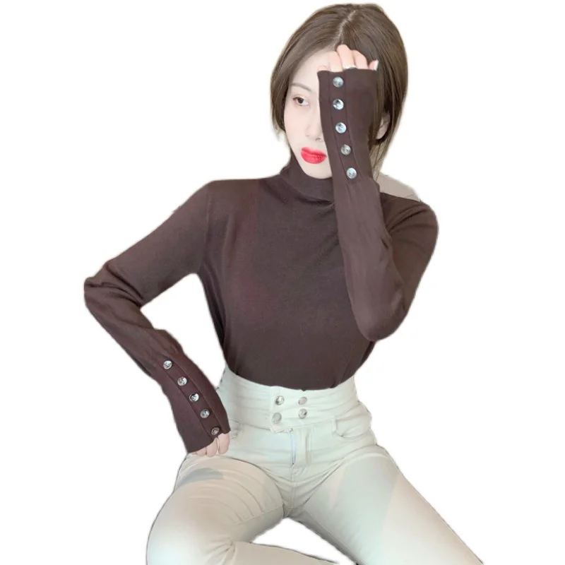 

Heap heap collar sweater female loose long sleeve turtleneck knitting render unlined upper garment of cultivate one's morality i