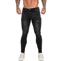 gingtto skinny jeans men slim fit ripped mens jeans big and tall stretch black men jeans for men distressed elastic waist zm144