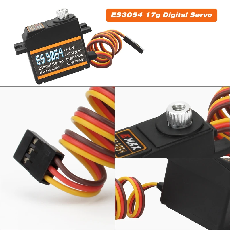 EMAX-Servo Digital de engranaje de Metal para avi&oacute;n teledirigido, ES3054, 17g, 3,5 kg, 0.13seg, 23T, versi&oacute;n mejorada-4