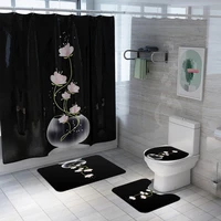 waterproof shower curtain non slip bathroom rugs pedestal rug lid toilet cover bath mat set 431pcs
