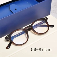 high quality korean brand gentle milan eyeglasses frames women men round acetate prescription reading glasses frames with case