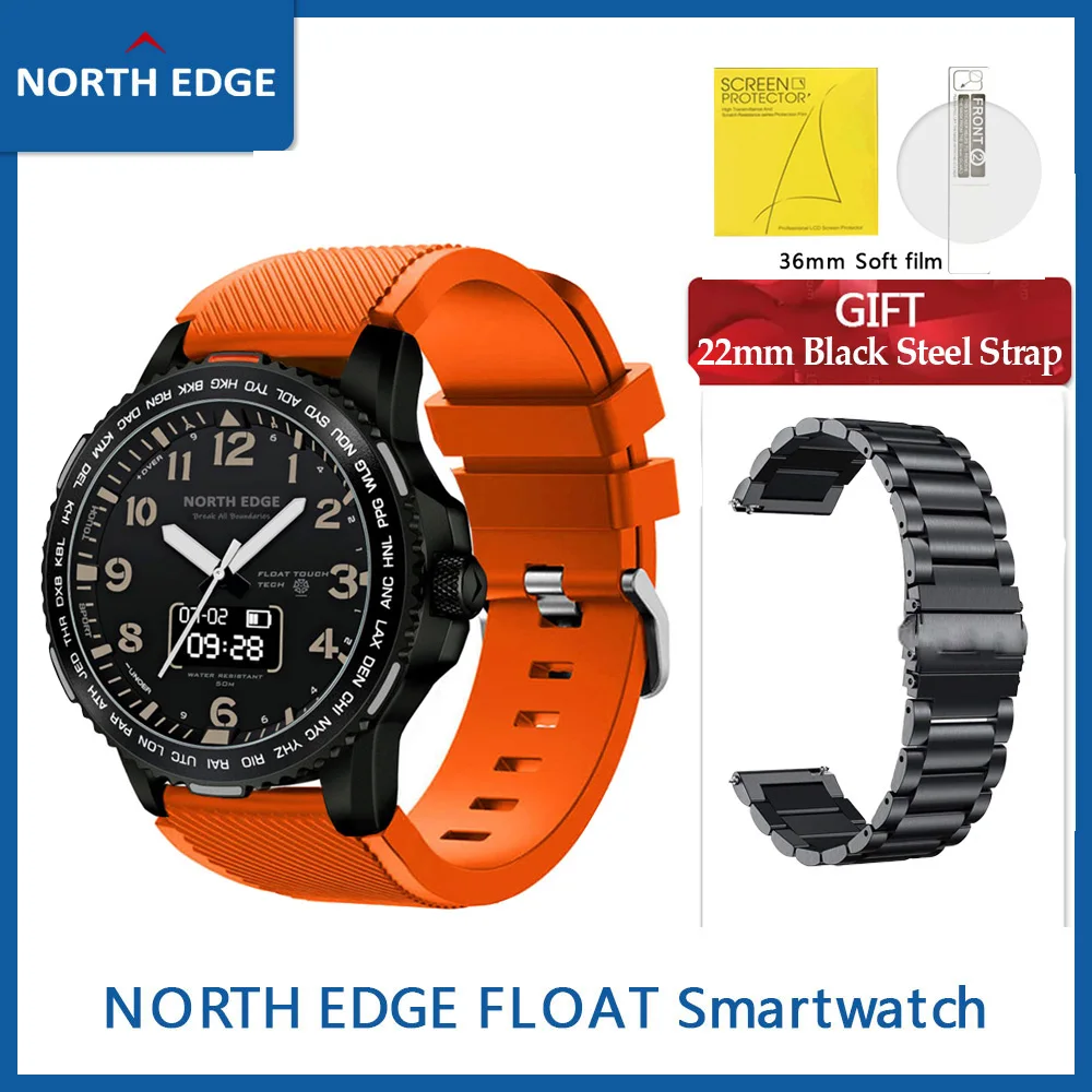 Подарочные ремешки North EDGE мужские цифровые часы 1 3 дюйма монитор сердечного ритма