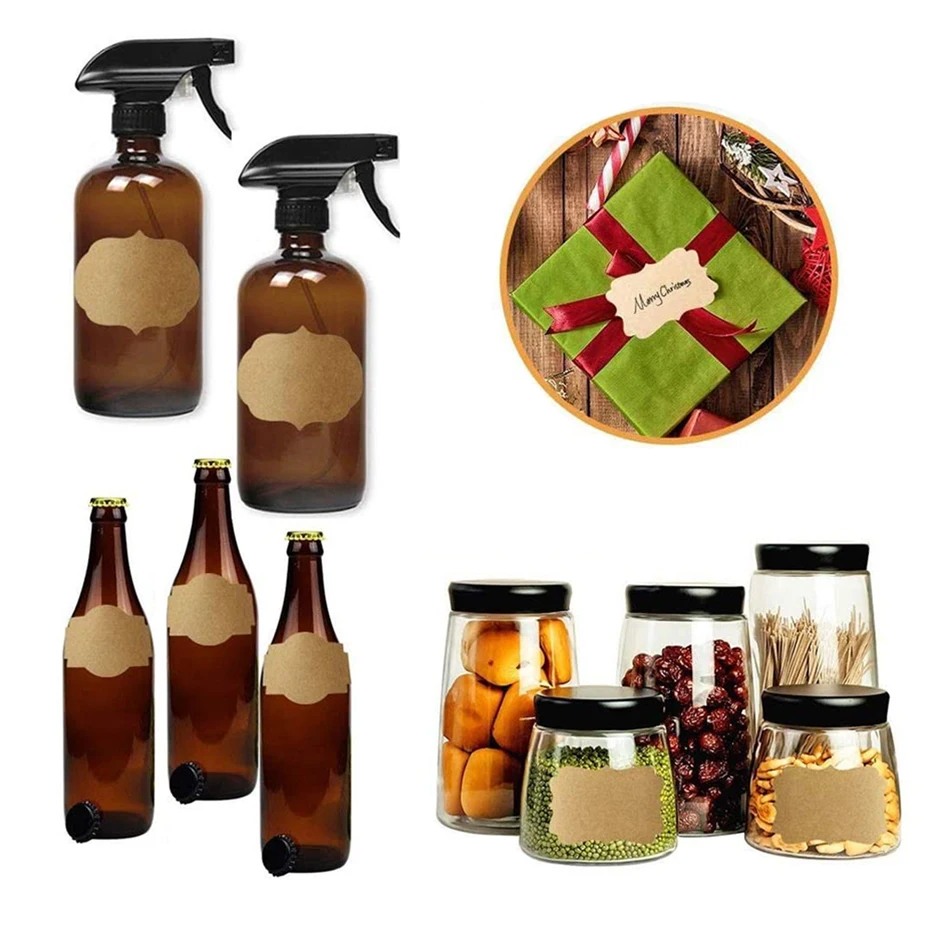 300 шт. самоклеющиеся наклейки из крафт бумаги бумажные бирки для подарков бутылок