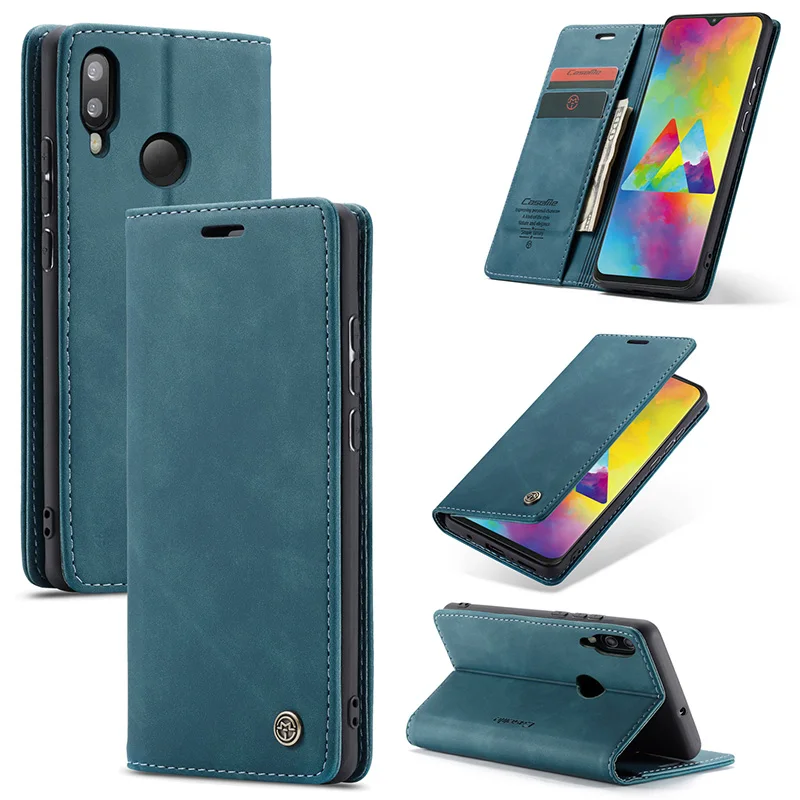

Case for Samsung Galaxy M20 Premium Leather Wallet Case with Card Slots Kickstand Magnetic Protective Flip Phone Shell Cover