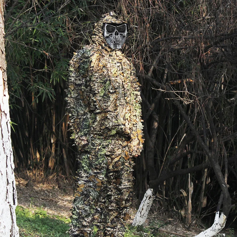 Охотничий костюм Ghillie камуфляжный с 3D бионический камуфляж листьями джунглями