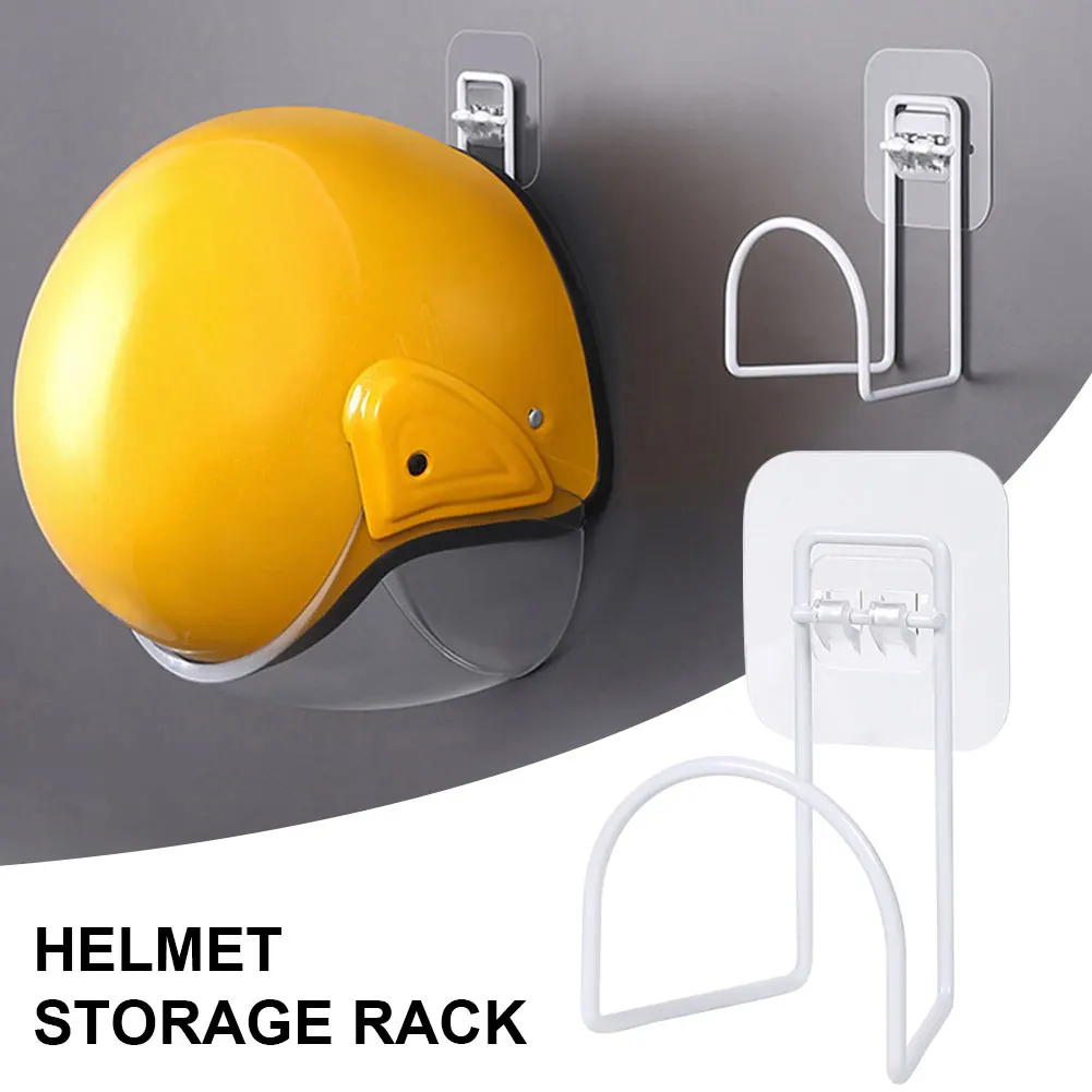 

Universal Motorcycle Helmet Hanger Rack Carbon Steel Wall-Mounted Self Adhesive Helmet Holder Hook 15KG Load Hats Caps Holder