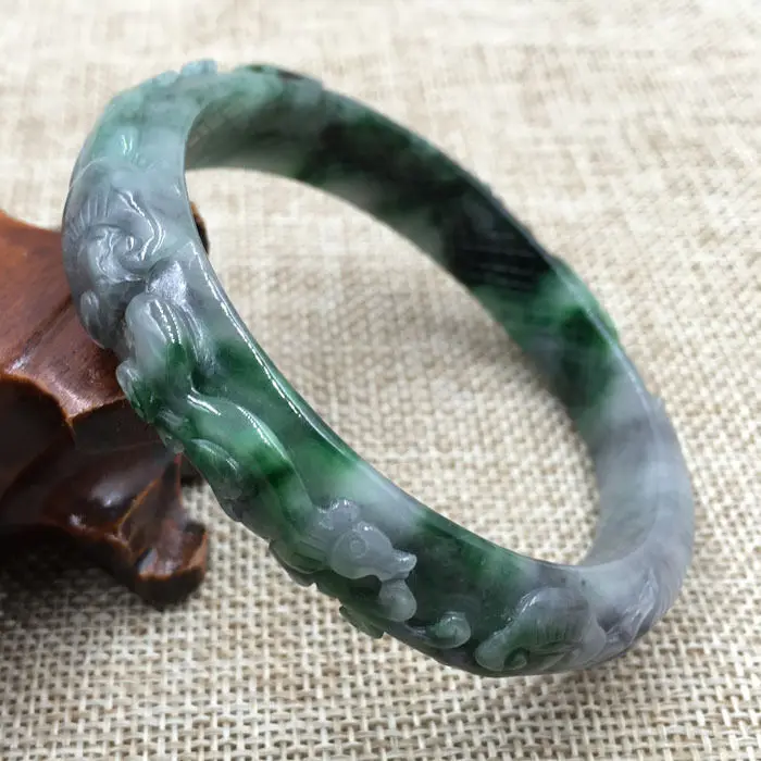 A-267 красивый ручной работы изумрудно-зеленый жадеит нефрит браслет из
