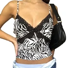 Кроп-топ женский с леопардовым принтом, пикантная кружевная вечерние ка с V-образным вырезом, вечерний Топ без рукавов, на лето